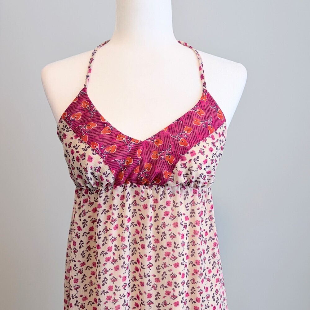 Old Navy Midi Dress Baby Doll Coquette Cottagecore Romantic Pink Size Large - Picture 2 of 13